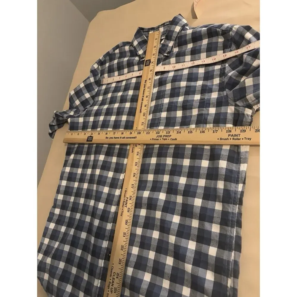 Banana Republic Slim Fit Men's Blue White Plaid Button Down Medium Long Sleeve